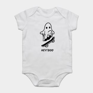 White & Black Minimalist Cute Ghost Halloween T-Shirt Baby Bodysuit